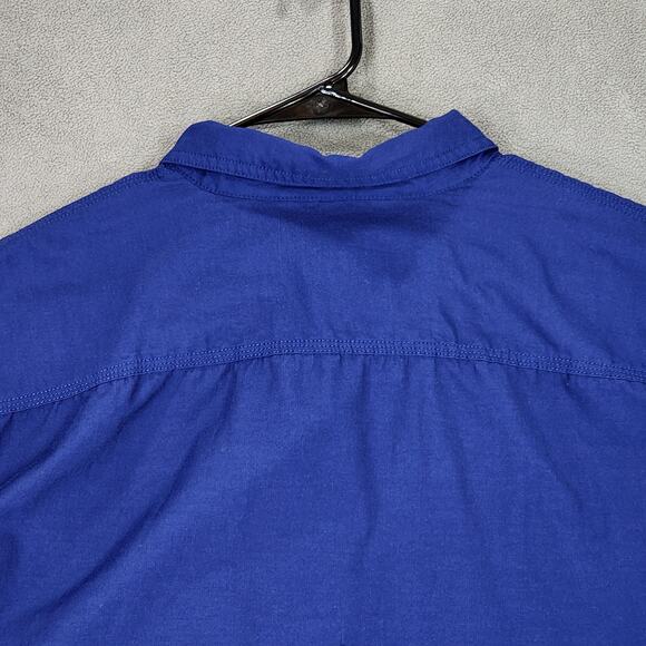 GH Bass XL Men Short Sleeve Button Up Shirt Blue Mesh Insert Polycotton Fishing - Picture 9 of 11